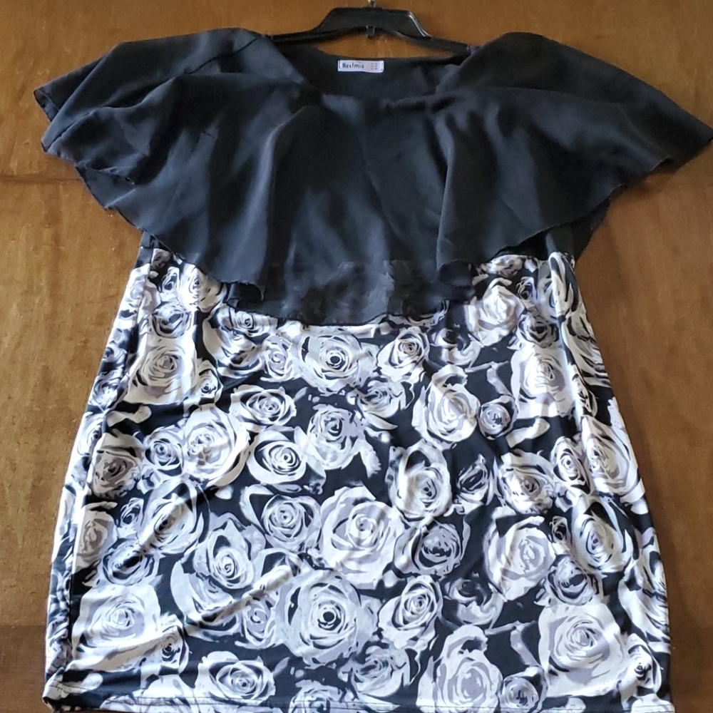 NEXTMIA Dress Black w/ White Rose's Size 18